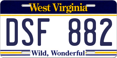 WV license plate DSF882