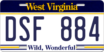 WV license plate DSF884