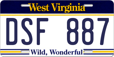 WV license plate DSF887