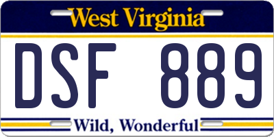 WV license plate DSF889