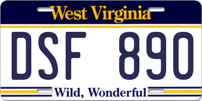 WV license plate DSF890