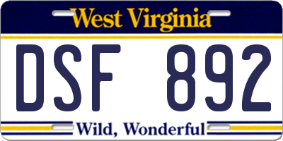 WV license plate DSF892