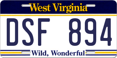 WV license plate DSF894