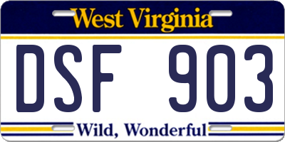 WV license plate DSF903