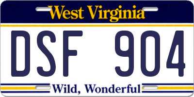 WV license plate DSF904