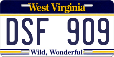 WV license plate DSF909