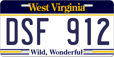 WV license plate DSF912