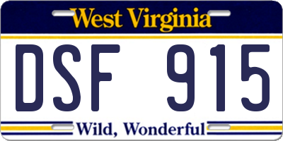 WV license plate DSF915