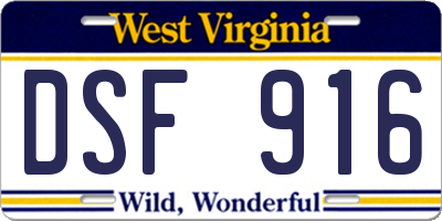 WV license plate DSF916