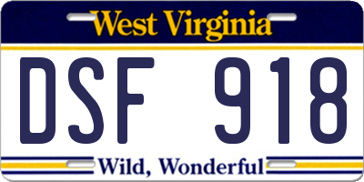 WV license plate DSF918
