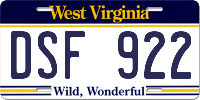 WV license plate DSF922