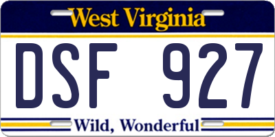 WV license plate DSF927