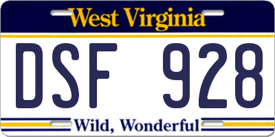 WV license plate DSF928