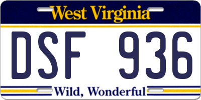 WV license plate DSF936