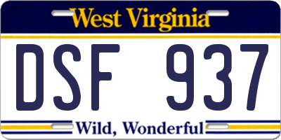 WV license plate DSF937