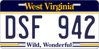 WV license plate DSF942