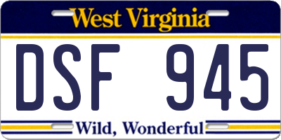 WV license plate DSF945