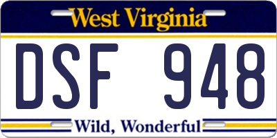 WV license plate DSF948