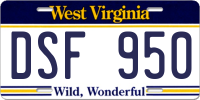 WV license plate DSF950