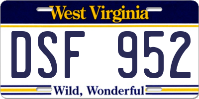 WV license plate DSF952