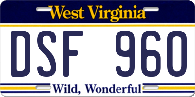 WV license plate DSF960
