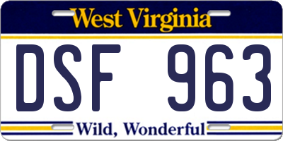 WV license plate DSF963
