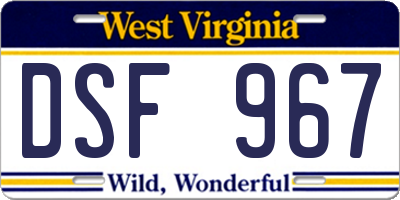 WV license plate DSF967