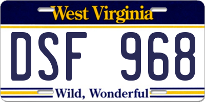 WV license plate DSF968
