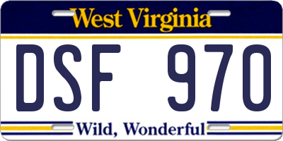 WV license plate DSF970