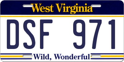 WV license plate DSF971
