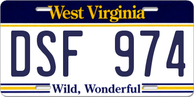 WV license plate DSF974