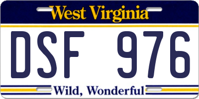 WV license plate DSF976