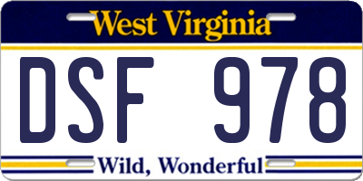 WV license plate DSF978