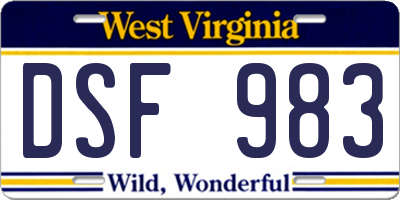 WV license plate DSF983