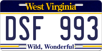 WV license plate DSF993