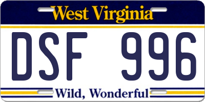 WV license plate DSF996