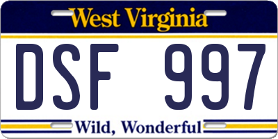 WV license plate DSF997
