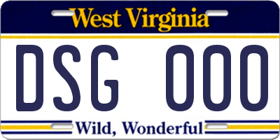 WV license plate DSG000