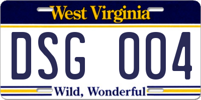 WV license plate DSG004