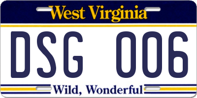 WV license plate DSG006