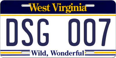 WV license plate DSG007