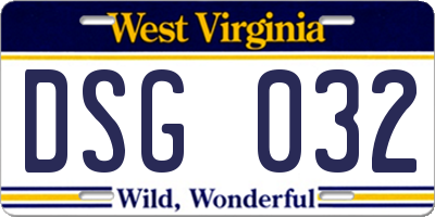 WV license plate DSG032