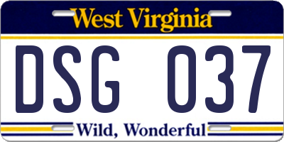 WV license plate DSG037