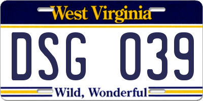 WV license plate DSG039