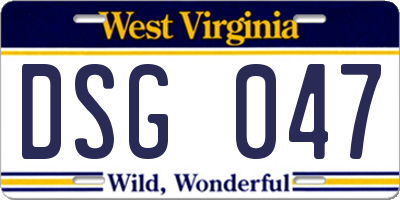 WV license plate DSG047