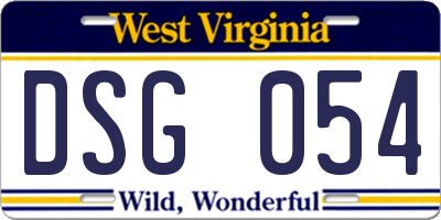 WV license plate DSG054