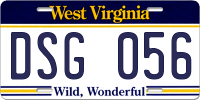 WV license plate DSG056