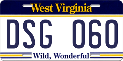WV license plate DSG060