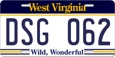 WV license plate DSG062
