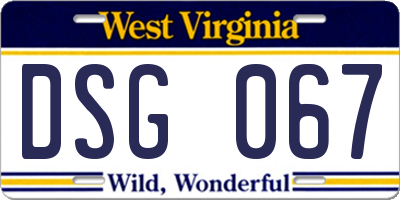 WV license plate DSG067